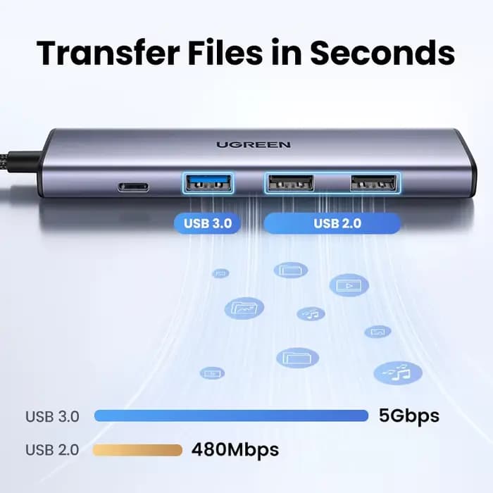 UGREEN 5 en 1 USB C Hub 4K HDMI USB HUB 100W adaptateur Multiport pour MacBook Pro/Air