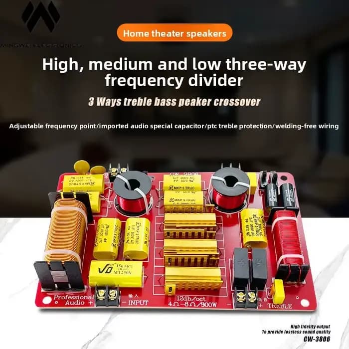MW Audio 2PCS Crossover pour haut-parleurs HIFI Haute puissance 3 voies Diviseur de fréquence