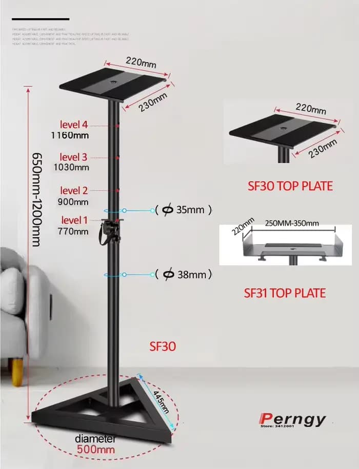 (1 paire = 2 pièces) SF20 Support de sol universel réglable pour enceintes de son surround 65-120 cm