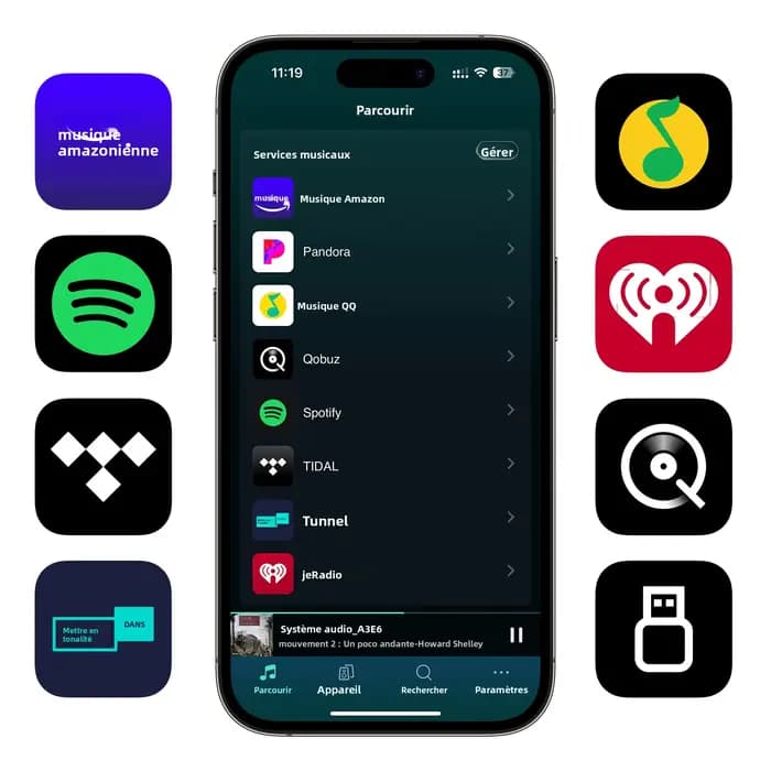 Nouveau Arylic S10 + WiFi et Bluetooth 5.0 amplificateur Audio stéréo HiFi avec Tadil Airplay DLNA préamplificateur