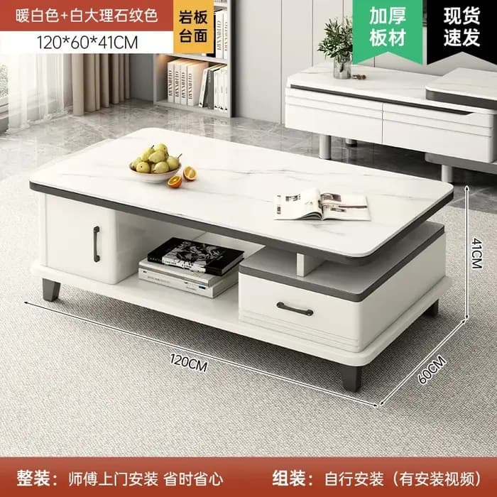 Meuble TV LED moderne pour téléviseurs, table basse, étagères en verre et tiroir, centre de divertis