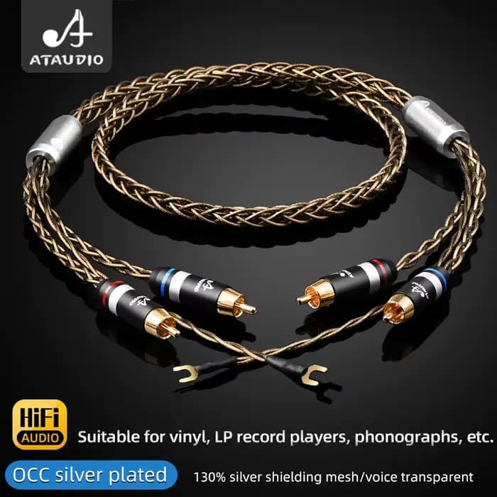 Câble audio ATAUDIO 2RCA avec fil de terre 7N OCC plaqué argent