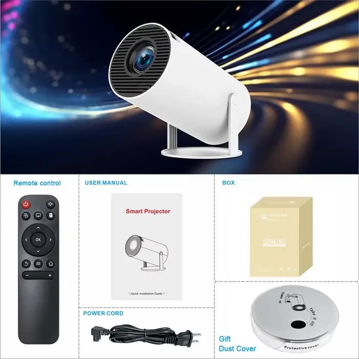 Projecteur 4K HY300Pro avec haut-parleur intégré de 5W, 1280*720P, Android 11, 8000 lumens, Wifi6, B