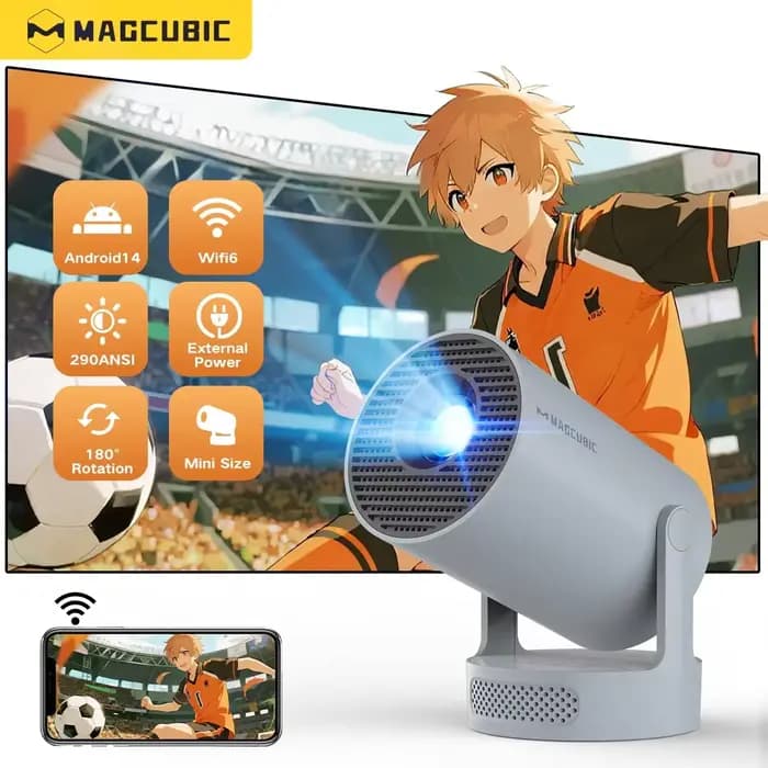 Projecteur portable Magcubic 8000 Lumens 8K Android 14 WiFi 6 BT5.4 pour cinéma en plein air