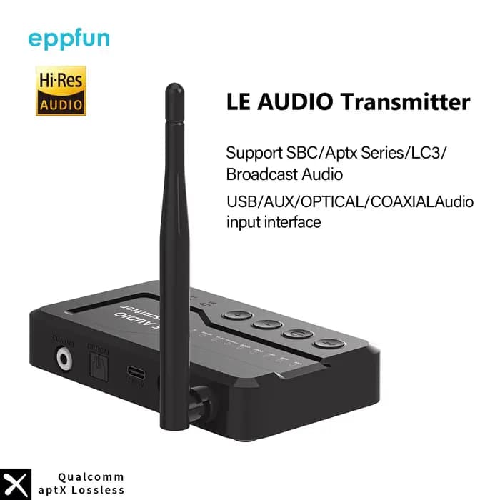 Émetteur Bluetooth LE Audio et système de casque TV, émetteur-récepteur Aptx sans perte/Auracast pour regarder, jouer et écouter de la musique