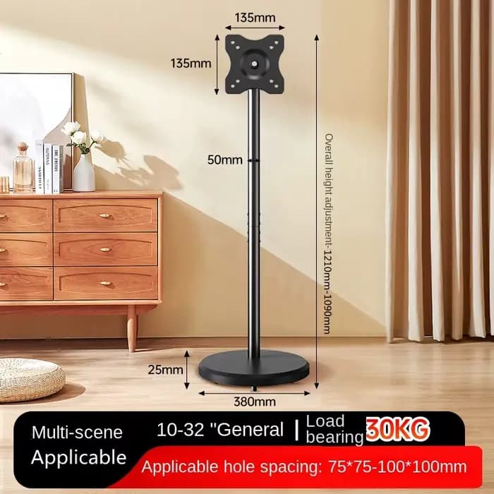 Meuble TV mobile réglable-360 ° Support au sol rotatif pour écrans OLED/LED 10-42", interrupteur p