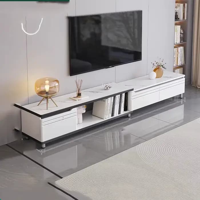 Meuble Tv moderne de luxe réglable blanc haut de gamme