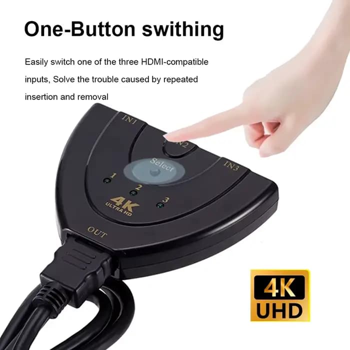 Répartiteur HDTV 3 en 1 sortie 4K, sélecteur de commutateur HD à 3 ports, câble HD prend en charge lecteur 3D Full HD 4K 1080P HDTV, Console de jeu PS4