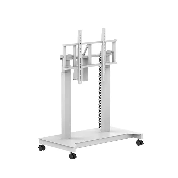 Chariot TV électrique blanc pour téléviseurs LCD de 52 à 100 pouces, support mobile, mécanisme relev