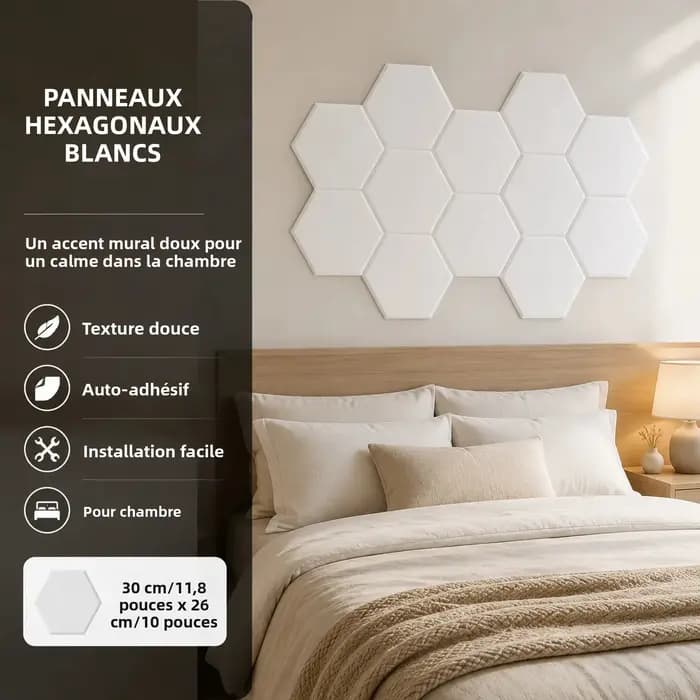 Panneaux acoustiques hexagonaux autocollants en mousse insonorisante – 3 designs pour l'absorption du bruit et l'élimination de l'écho pour le traitement acoustique des studios à domicile