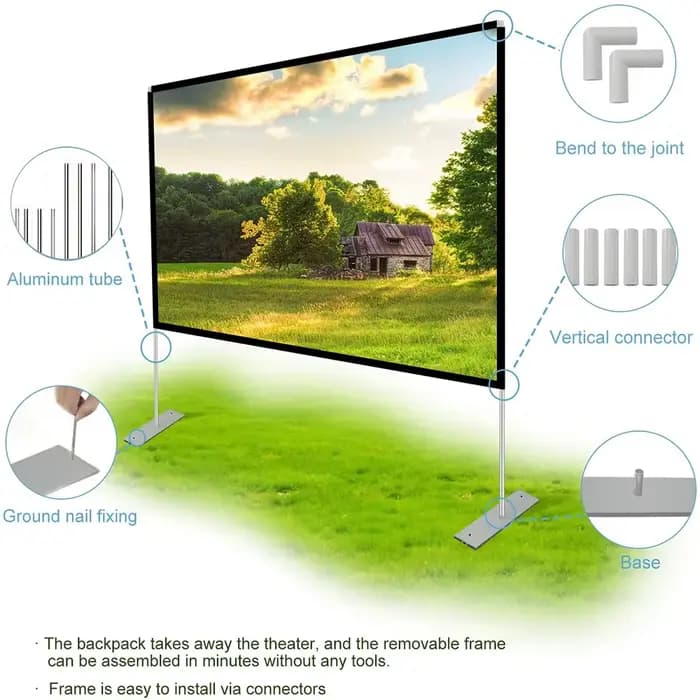 Écran de projection portable 120 pouces + support de cadre
