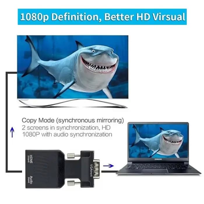Adaptateur convertisseur HDMI vers VGA avec câble Audio HD 1080P