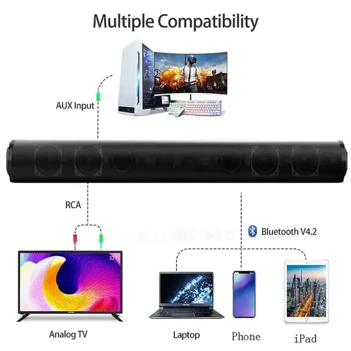 Barre de son portable super puissante avec haut-parleur Bluetooth sans fil