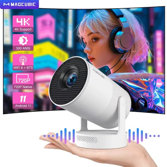 Magcubic HY300 projecteur 4K Ultra Portable avec haut-parleur mise au point électronique 300ANSI film extérieur