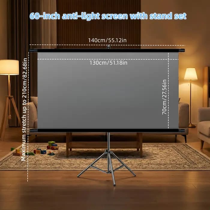 Écran de projection gris anti-lumière avec trépied 60/72/84/100/120 pouces 16:9, écran de projection