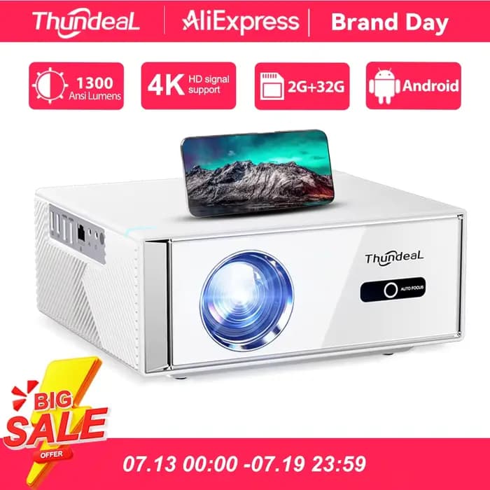 Projecteur Android ThundeaL TD95W Full HD 1080P WiFi 2K 4K, cinéma maison portable, Smart TV, vidéo,