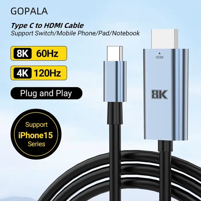 Câble de Type C vers HDMI 8k @ 60Hz 4K @ 120Hz