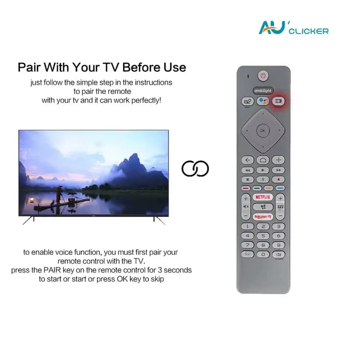 Télécommande TV vocale 43PUS7354/12 pour Philips série 7300