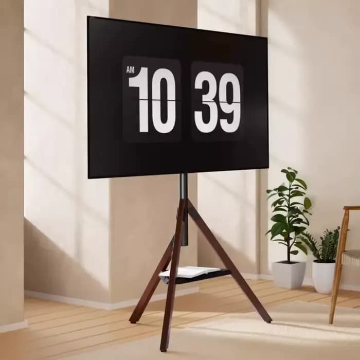 Support de télévision sur pied mobile en bois massif