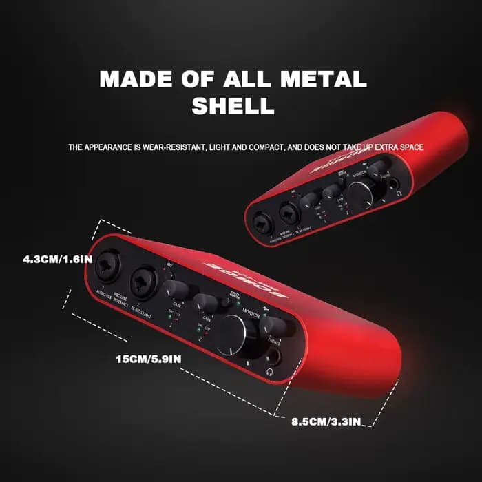 Interface audio BOMGE BMG-22S Carte son professionnelle 32 bits/192 kHz et amplificateur double canal utilisés pour l'enregistrement en direct