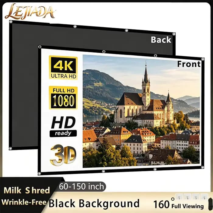 Écran de projection portable LEJIADA en soie de lait à fond noir