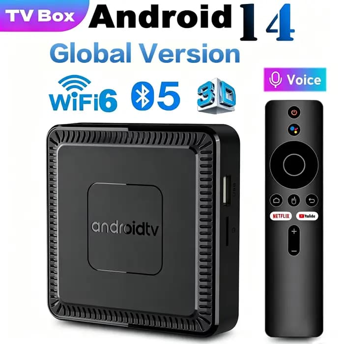 Nouvelle Box TV Intelligente Q7 2025 Android 14 Allwinner H313 2 Go + 16 Go ROM WiFi 6 Double Bande Bluetooth 5.2 Télécommande Vocale Google Lecteur Multimédia