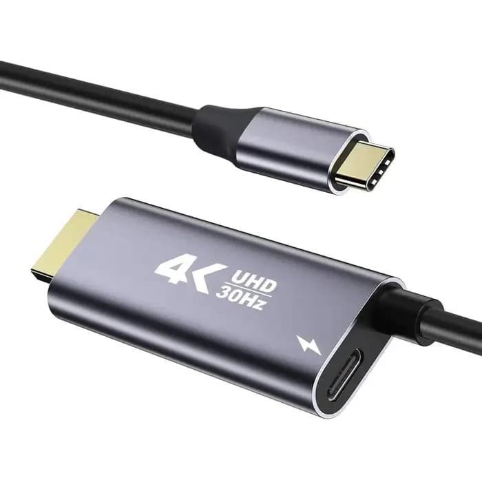 KEBIDU Câble vidéo USB C vers HDMI compatible 4K 30Hz/60Hz Type C avec charge PD 100W pour écran TV,