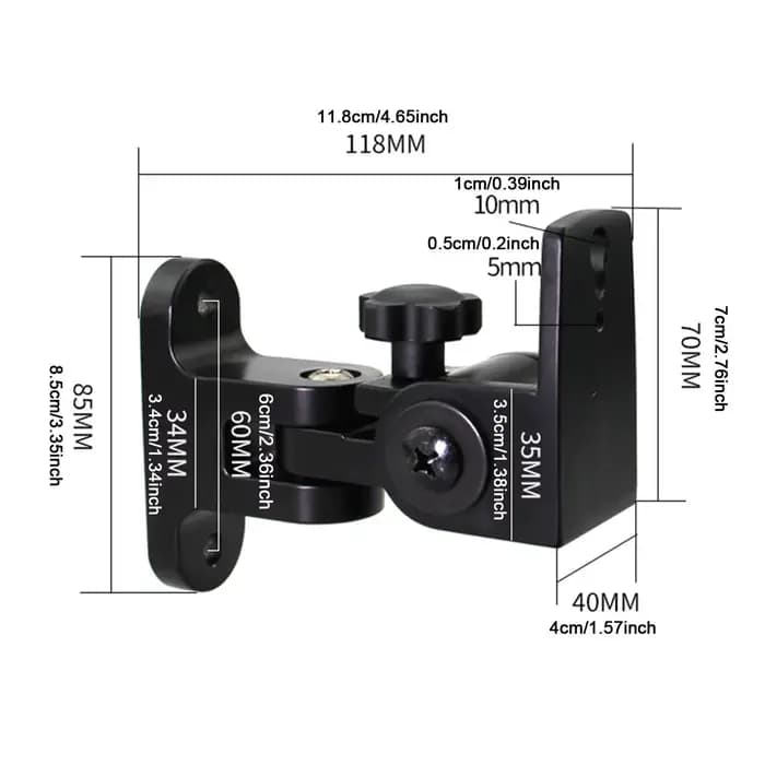 Support mural pour haut-parleur vertical 120 ° Horizontal 180 ° Réglage