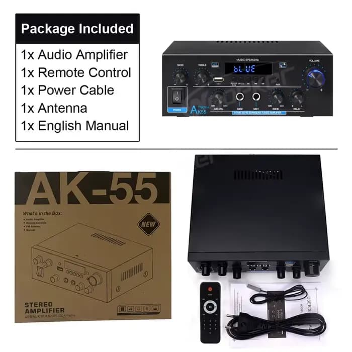 Woopker amplificateur AK55 900W Max 2.0 canaux évalués 70W + 70W Bluetooth Audio Hifi AMP karaoké lecteur de musique Support 110V 220V 12V