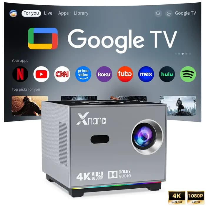 Xnano X3 Smart Projector 720P Native 4K Decode Android 11 Electric Focus 190ANSI Dual WiFi BT5.0 RGB Light Sync Home Theater Beamer