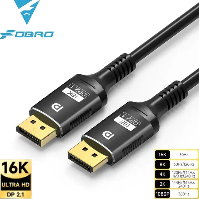 Port d'affichage de câble audio vidéo HDR pour ordinateur portable, 16K, DP 2.1, 8K, 120Hz, 4K, 240H