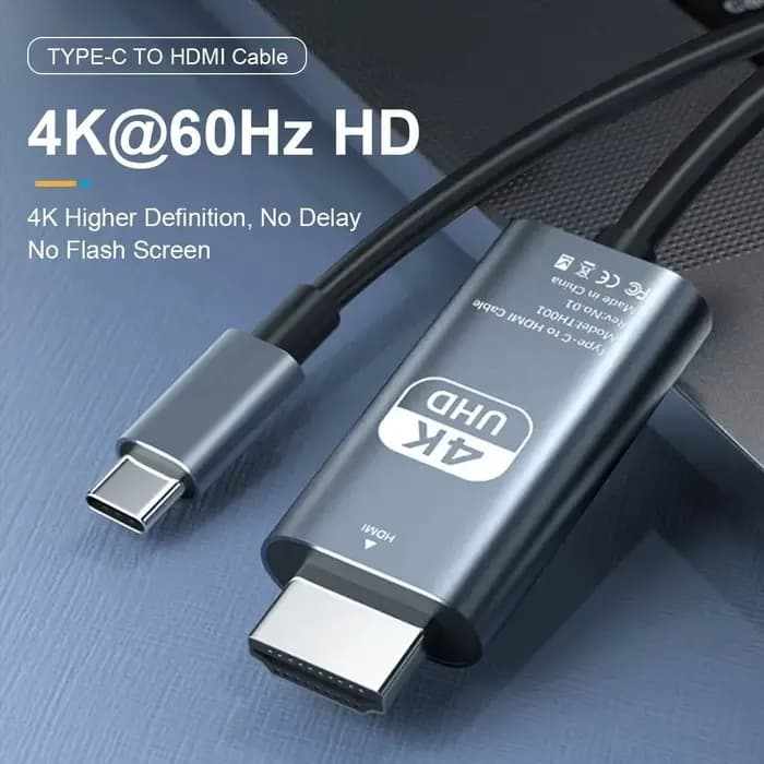 Câble de conversion vidéo HD 4K type C vers HDTV, câble de projection d'écran tressé de 2 mètres pou