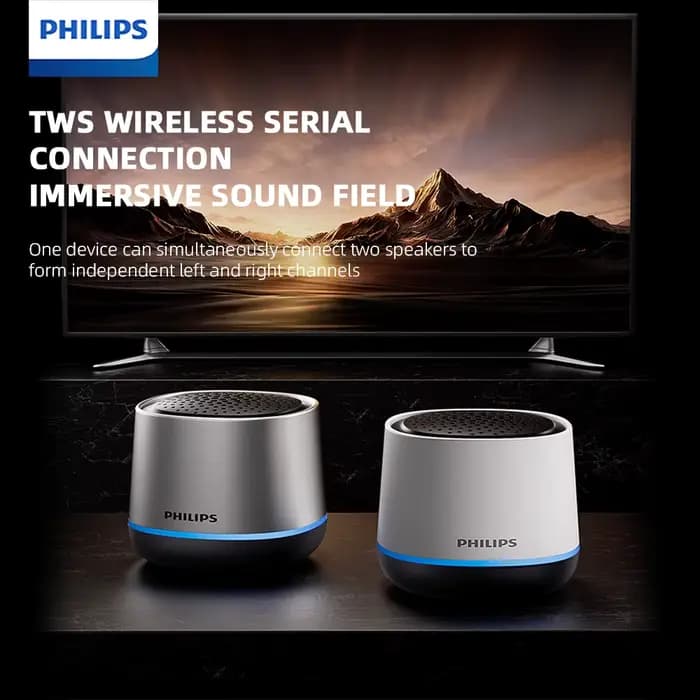 Philips TAS1009 haut-parleur sans fil de bureau Portable BT5.3 son puissant 1200MAh autonomie de la batterie caisson de basses rvb pour le Camping en plein air