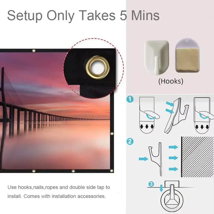 LEJIADA Nouvel écran de projection HD 16:9 pliable anti-plis