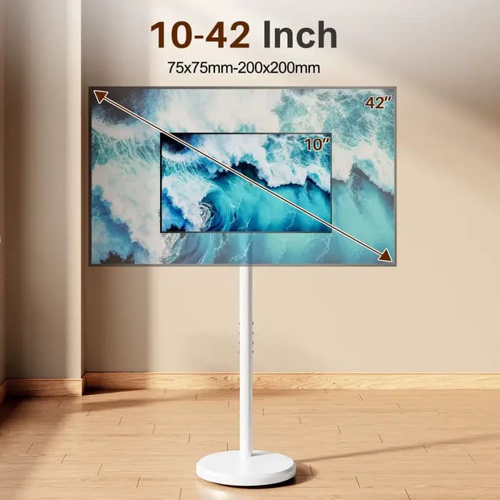 Meuble TV mobile réglable-360 ° Support au sol rotatif pour écrans OLED/LED 10-42"