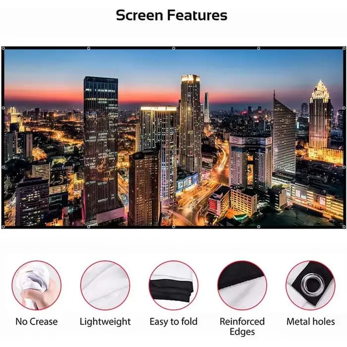 LEJIADA Nouvel écran de projection HD 16:9 pliable anti-plis