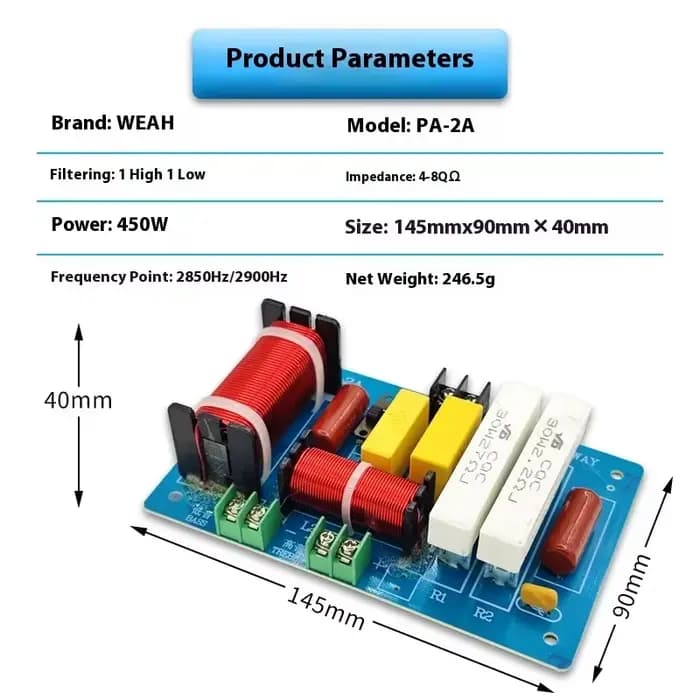2A diviseur de fréquence de haut-parleur Audio 2 voies Tweeter filtre croisé de basse amplificateur