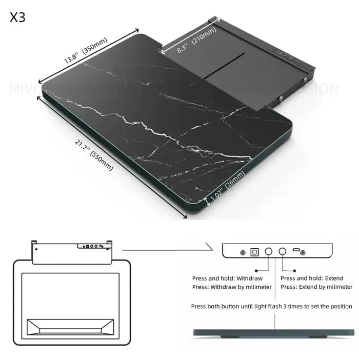 Plateau coulissant motorisé pour TV laser pour projecteur à jet ultra court (UST), étendre à une ima