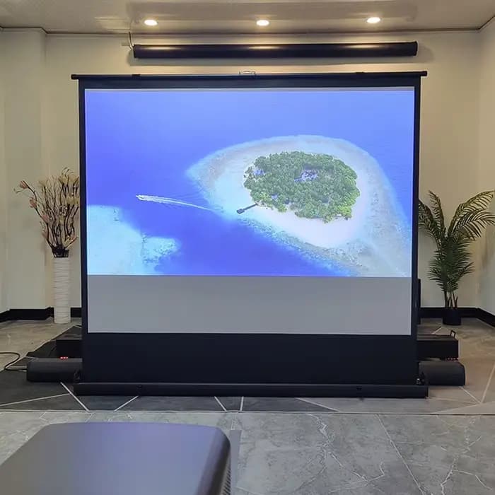 Projecteur portable rétractable plein écran en fibre de verre gris 60-120 pouces Projection avec support 16:9 4:3 pour le bureau extérieur de cinéma maison