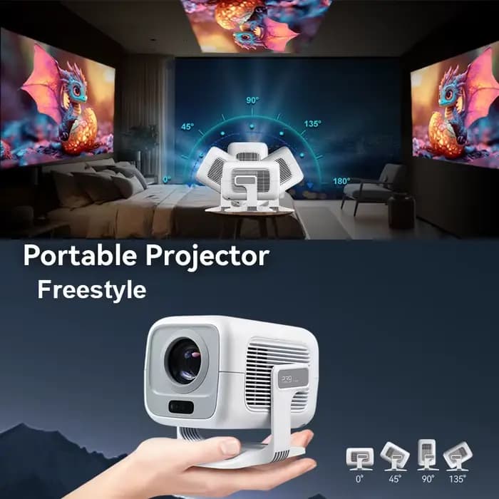 Projecteur HUAWEISHI 4K Android portable natif 1080P avec mise au point automatique 600 ANSI