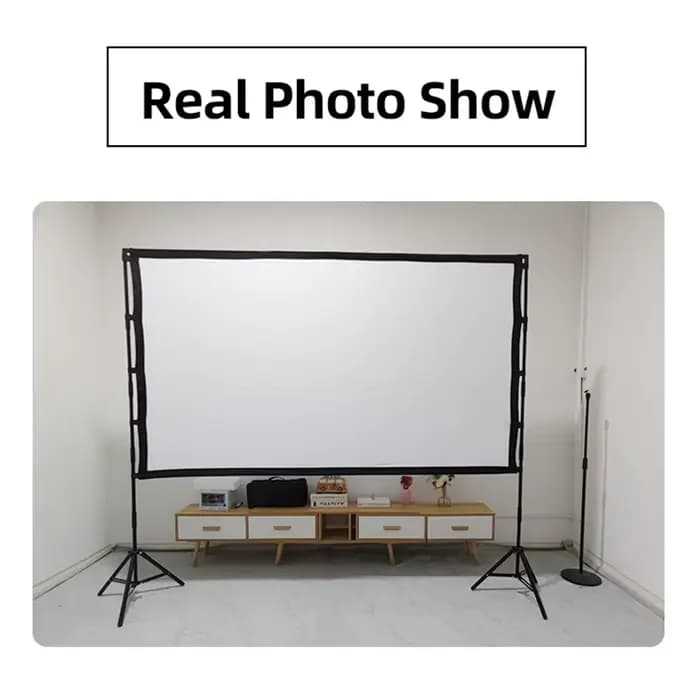 VEIDADZ écran de projecteur avec support blanc doux moins de plis 60 84 100 120 pouces avec sac de transport pliable