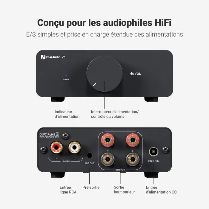 Fosi Audio-Amplificateur de puissance stéréo V3