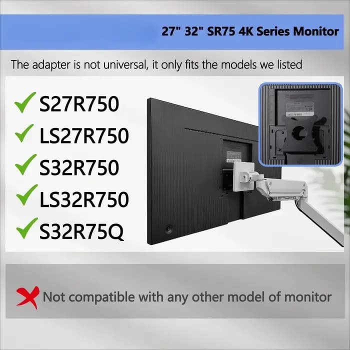 Tout nouveau support adaptateur VESA mural pour moniteur spatial Samsung pour 27 32 "SR75 LS27R750 S27R750 S32R750 S32R75Q