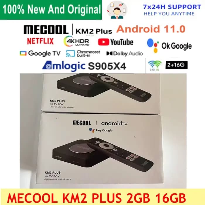 Mecool KM2 Plus Smart TV Box Netflix 4K Amlogic S905X4 Android 11 DDR4 2GB 16GB SPDIF WiFi Prime vidéo Multi Streamer HDR10