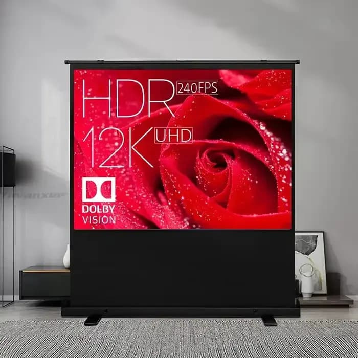 Écran de projection universel portable sur pied en fibre de verre gris pour projecteurs normaux / UST