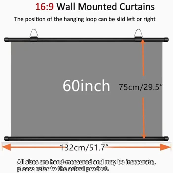 XIAOHUI Écran de projection 16:9 de 60 pouces, mural sans trous, anti-éblouissement domestique