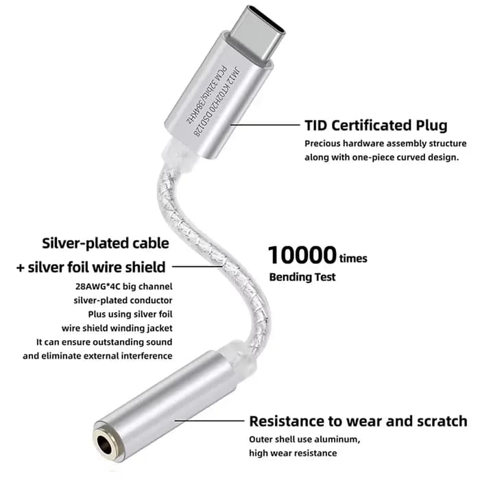JCALLY JM12 amplificateur d'oreille puce DAC Audio haute résolution/DSD128 KT02H20 type-c à 3.5mm 32Bits 384KHz