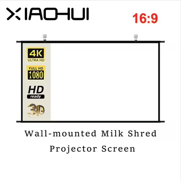 XIAOHUI Écran de projecteur mural Lait râpé 60-133 pouces Blanc sans plis 160 °