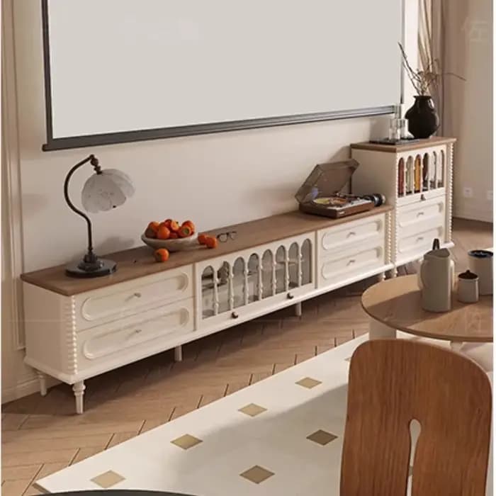 Meuble TV vertical haut moderne et minimaliste avec tiroirs