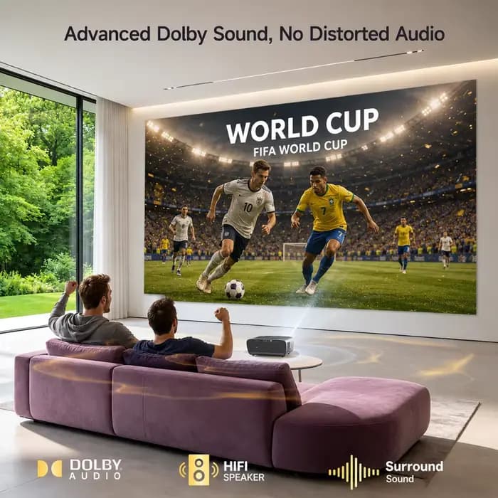 CAIWEI S7+ Projecteur Vidéo 4K Ultra HD 4000 ANSI Home Cinéma Android pour Films Mise au Point Automatique Smart TV Projecteurs de Faisceau pour Extérieur